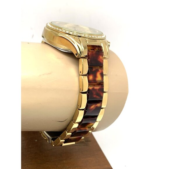 Timex Women's Watch TW2V74800 Quartz Chronograph Gold Tortoise Gemmed 38mm - Picture 12 of 14